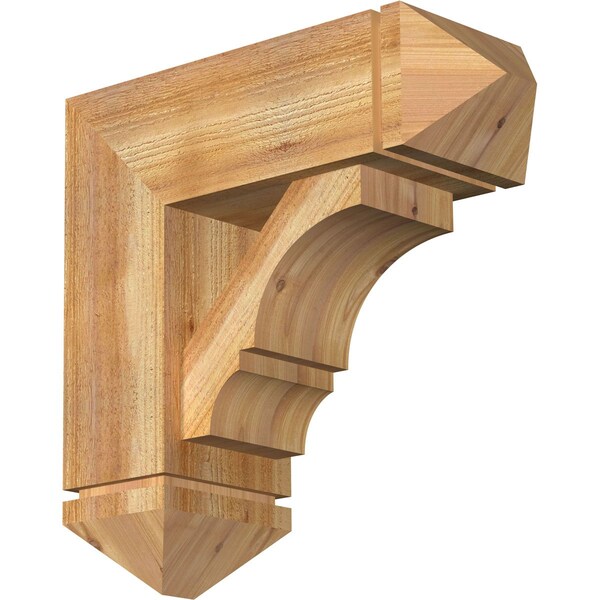 Ekena Millwork Balboa Arts and Crafts Rough Sawn Bracket w/ Offset Brace, Western Red Cedar, 8"W x 22"D x 22"H BKT0806X22X22BOA03RWR - main